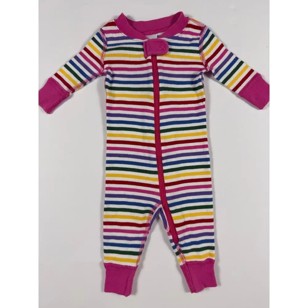Hanna Andersson Rainbow Stripe Organic Cotton Zip Sleeper 0–3 Months